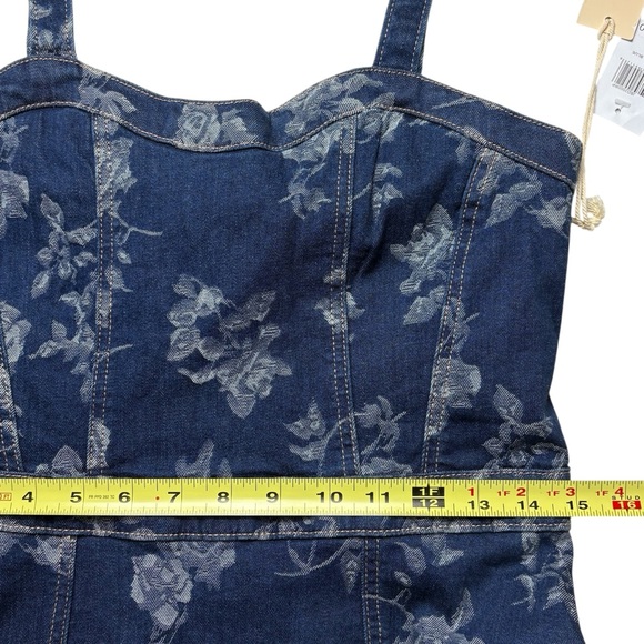 NWT Jewel Badgley Mischka Rose Print High Low Denim Dress Size 8 Dark Blue - Picture 10 of 15